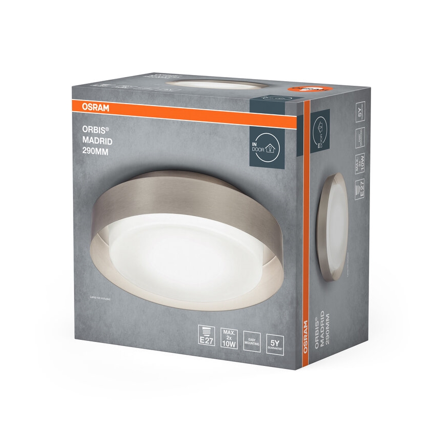 Osram - Plafonsko svetlo ORBIS MADRID 2xE27/10W/230V Ø 29 cm mat hrom