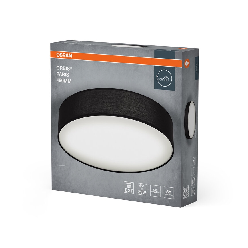 Osram - Plafonsko svetlo ORBIS PARIS, 3xE27/25W/230V, prečnik 48 cm, crno
