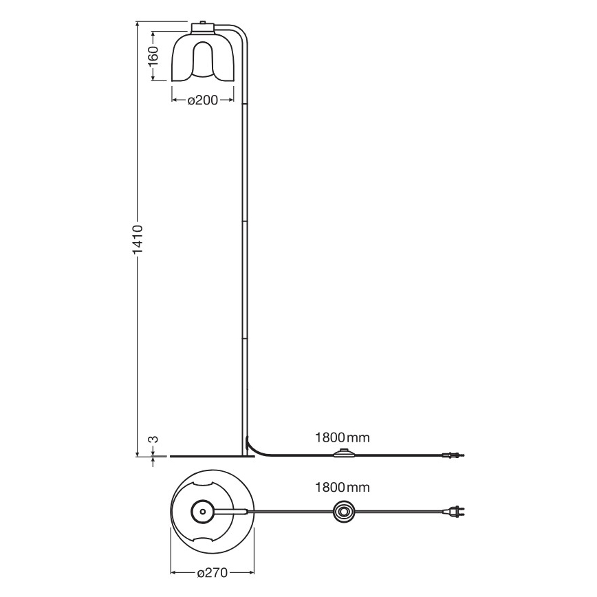 Osram - Podna lampa DECOR COROLLE 1xE27/15W/230V crna/zlatna
