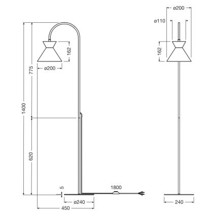 Osram - Podna lampa DECOR WAIST 1xE27/40W/230V crna
