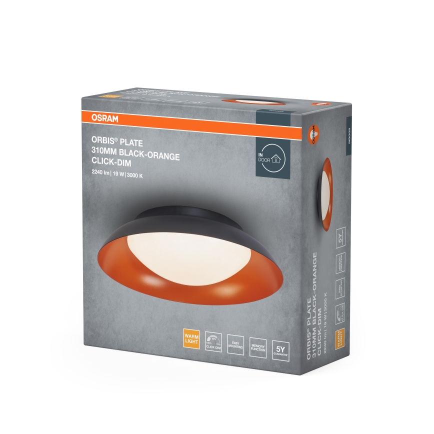 Osram - prigušiva LED plafonska svetiljka ORBIS PLATE LED/19W/230V prečnik 31 cm narandžasta/crna