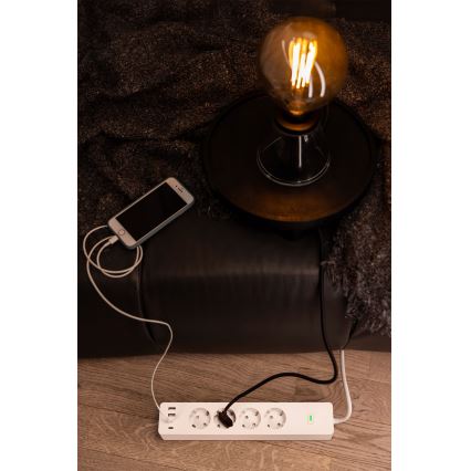 Osram - Produžni kabl SMART+ 4Z tip F + 2xUSB-A + 2xUSB-C Wi-Fi