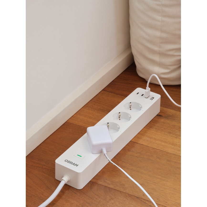 Osram - Produžni kabl SMART+ 4Z tip F + 2xUSB-A + 2xUSB-C Wi-Fi