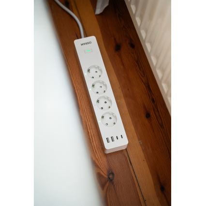 Osram - Produžni kabl SMART+ 4Z tip F + 2xUSB-A + 2xUSB-C Wi-Fi