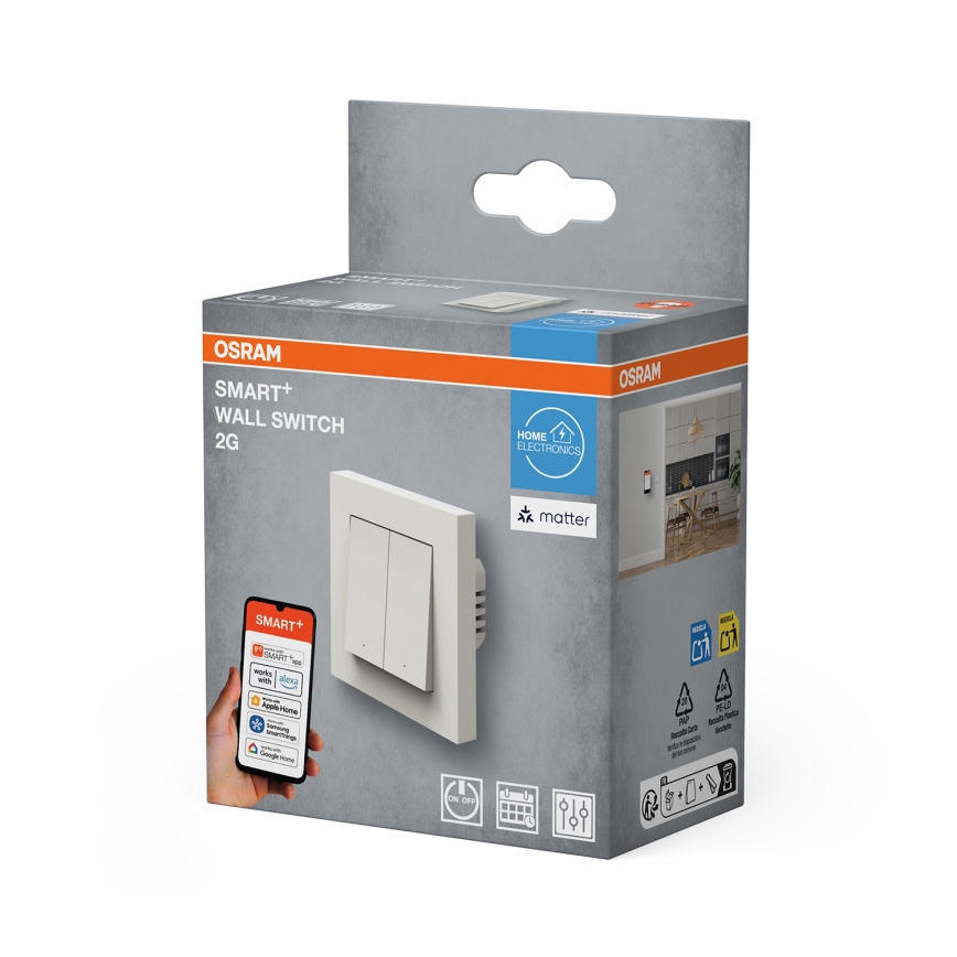 Osram - SMART+ MATTER prekidač sa 2 tastera 230V Wi-Fi