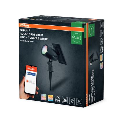 Osram - LED RGBW prigušiva solarna lampa SMART+ SOLAR LED/0,6W/3,7V 2000 mAh 3000-6500K IP44