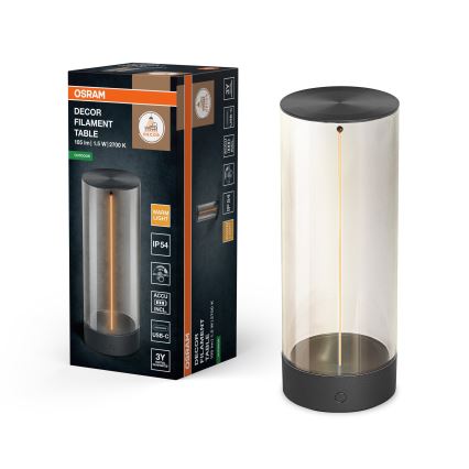 Osram - LED prigušiva dodirna spoljašnja stona lampa ENDURA STYLE LED/1,5W/5V 2500 mAh USB IP54 antracit
