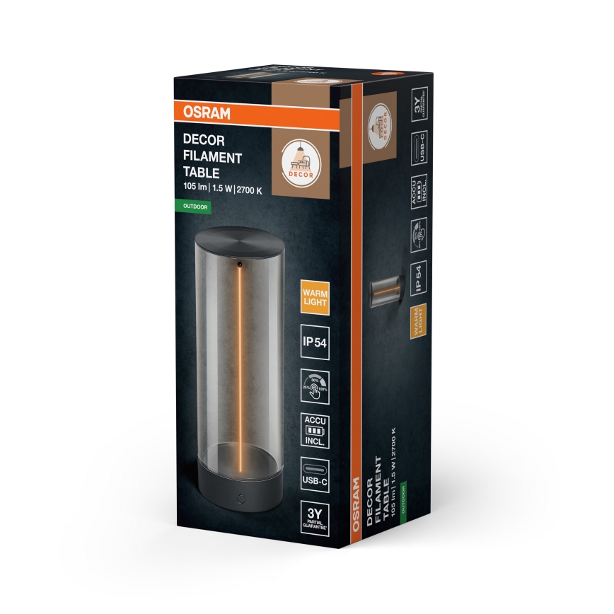 Osram - LED prigušiva dodirna spoljašnja stona lampa ENDURA STYLE LED/1,5W/5V 2500 mAh USB IP54 antracit