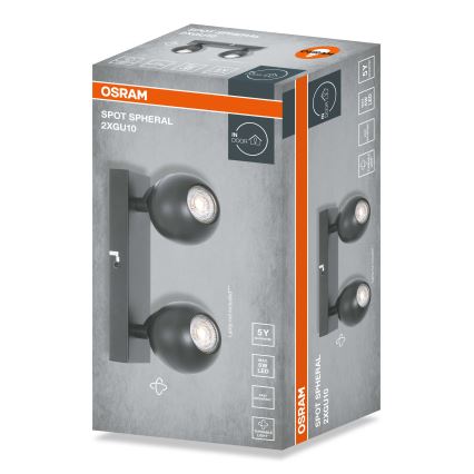Osram - Spot svetiljka SPHERAL 2xGU10/6W/230V, crna