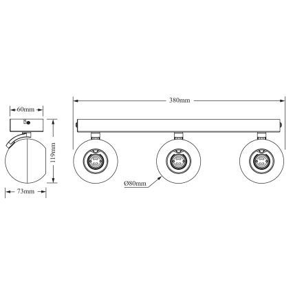 Osram - Spot svetiljka SPOT SPHERAL 3xGU10/6W/230V crna