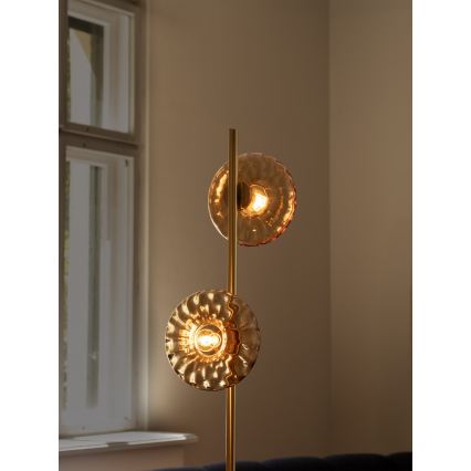 Osram - Stojeća lampa GOLD GLASS 2xE14/12W/230V zlatna/dimljeno-bež