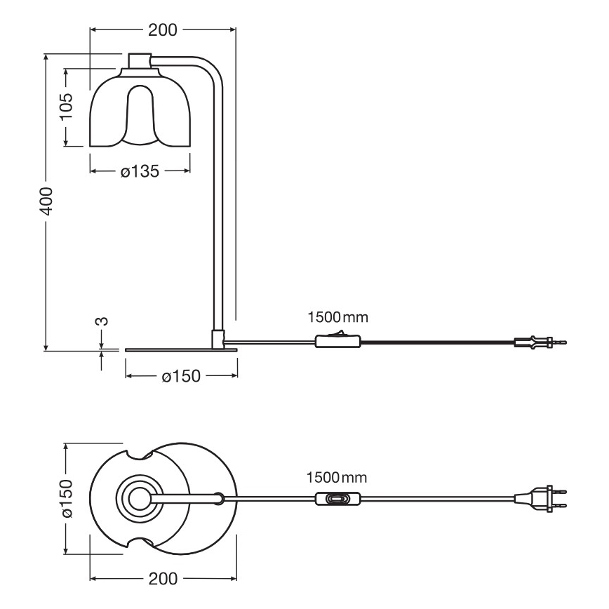 Osram - Stona lampa DECOR COROLLE 1xG9/20W/230V crna/zlatna