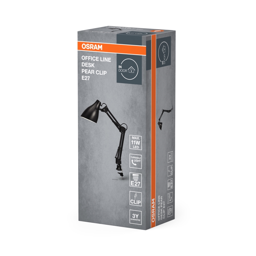 Osram - Stona lampa sa klipsom DESK LINE 1xE27/11W/230V crna