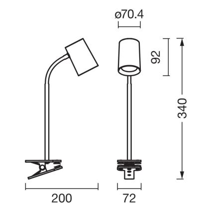 Osram - Stona lampa sa klipsom DESK LINE 1xGU10/9W/230V siva