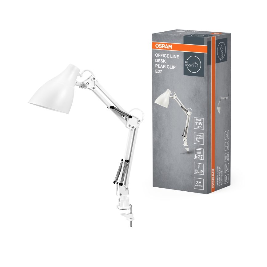 Osram - Stona lampa sa stezaljkom DESK LINE 1xE27/11W/230V bela