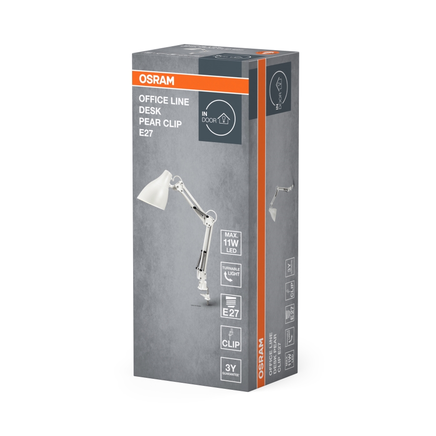 Osram - Stona lampa sa stezaljkom DESK LINE 1xE27/11W/230V bela