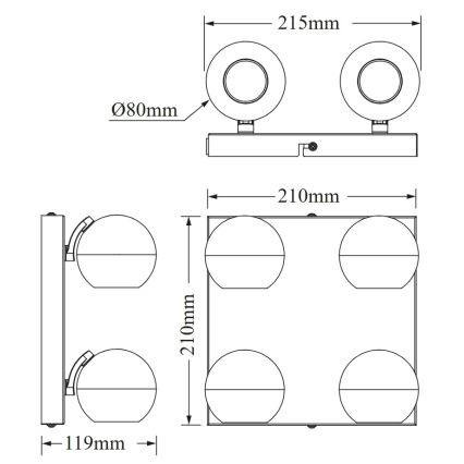 Osram - Ugradno spot svetlo SPOT SPHERAL 4xGU10/6W/230V belo