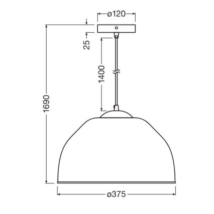 Osram - Viseći luster na sajli CAMEL BELL 1xE27/9W/230V prečnik 37,5 cm