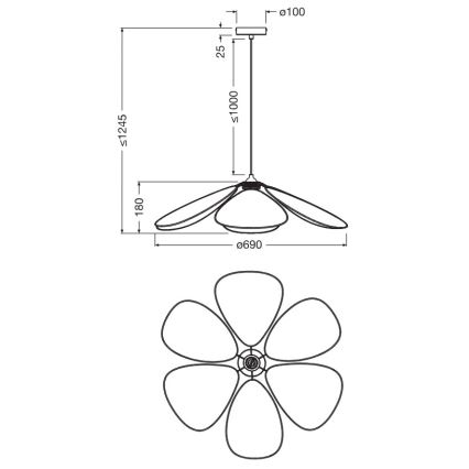 Osram - Viseći luster na sajli DECOR RATTAN 1xE27/15W/230V, prečnik 69 cm, bež/crna