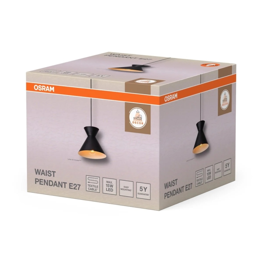 Osram - Zavesni luster na kablu DECOR WAIST 1xE27/40W/230V crna