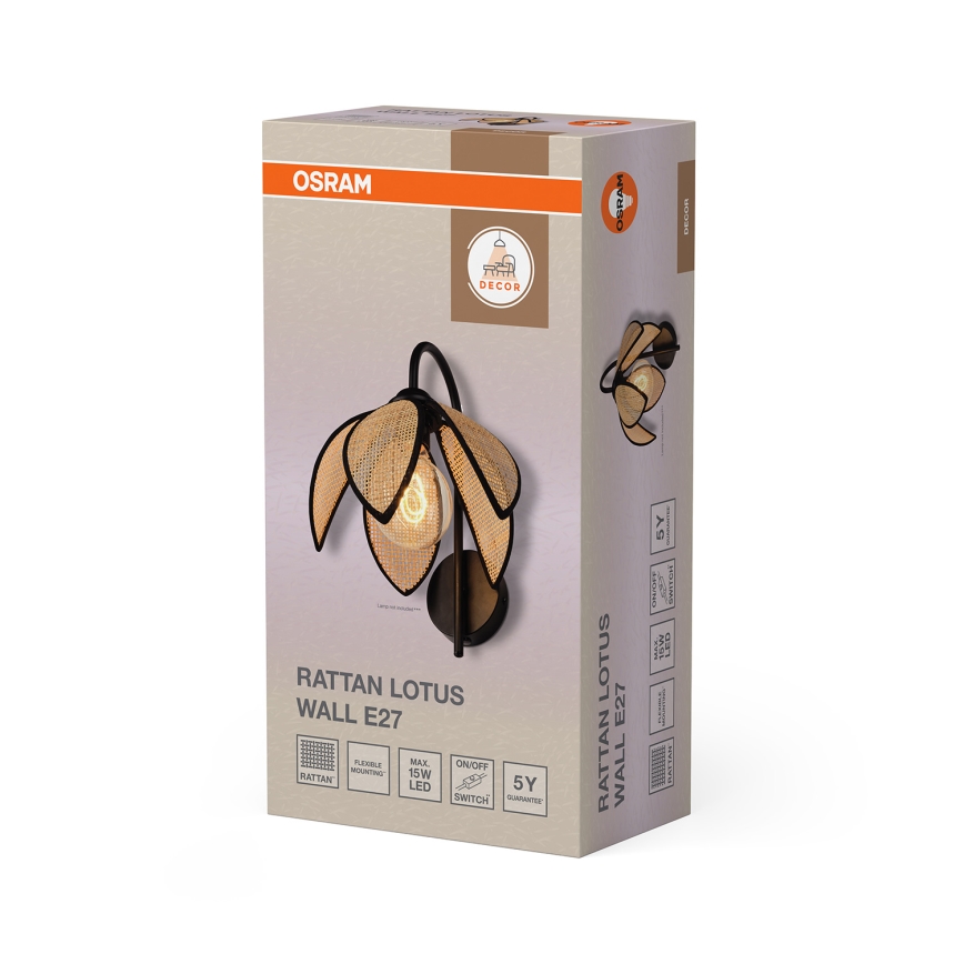 Osram - Zidna lampa DECOR RATTAN 1xE27/15W/230V bež/crna
