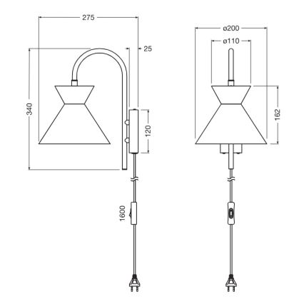 Osram - Zidna svetiljka DECOR WAIST 1xE27/40W/230V crna