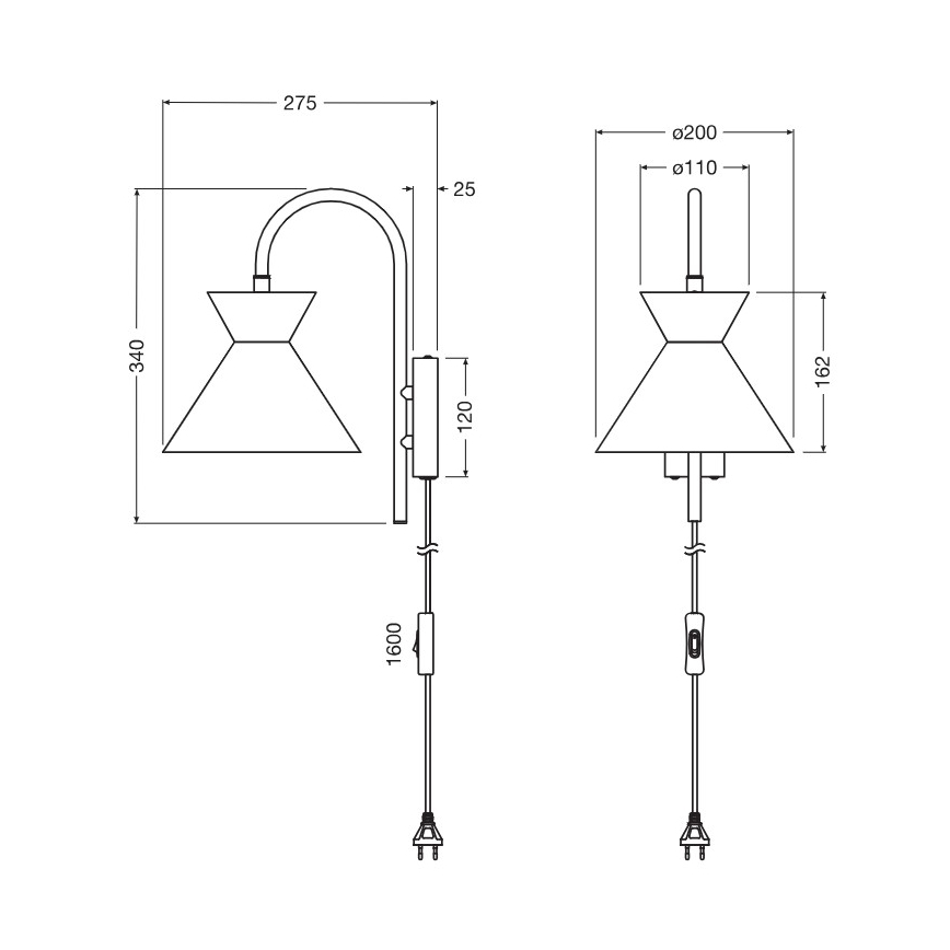 Osram - Zidna svetiljka DECOR WAIST 1xE27/40W/230V crna