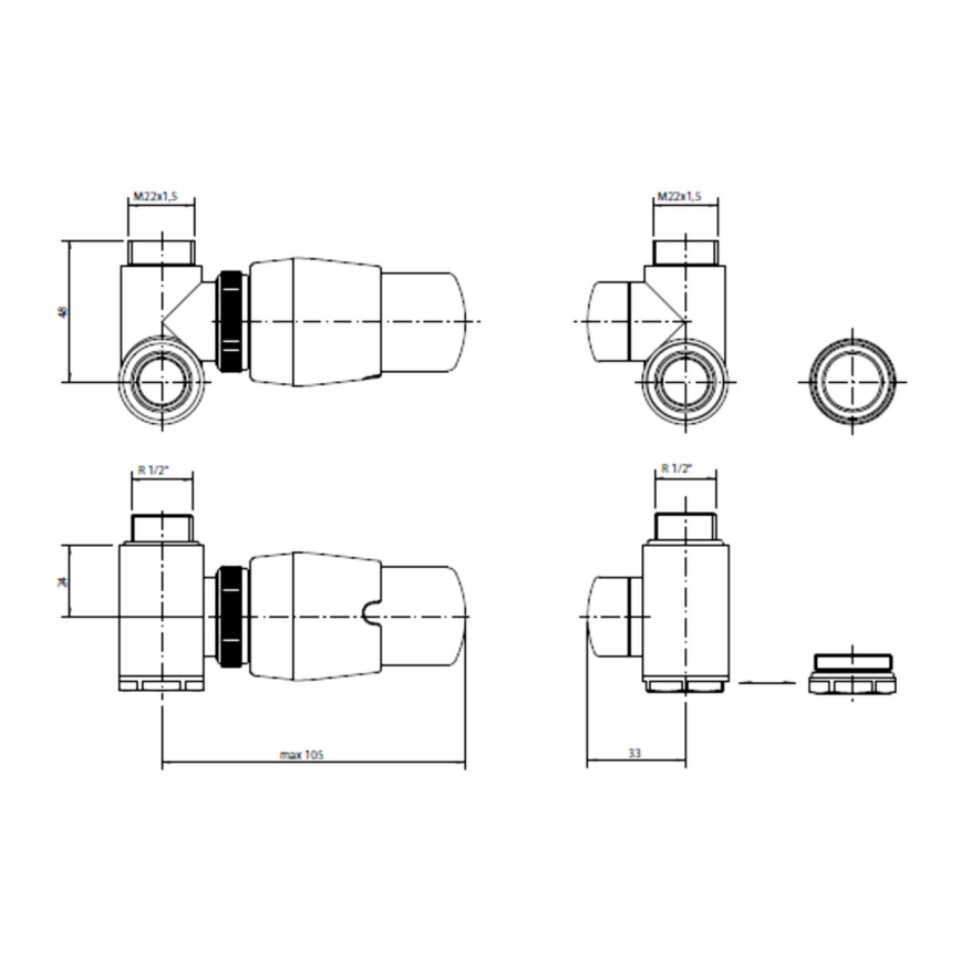 P.M.H. INTER-LC - Ventil sa termostatskom glavom INTER levi/sjajni hrom