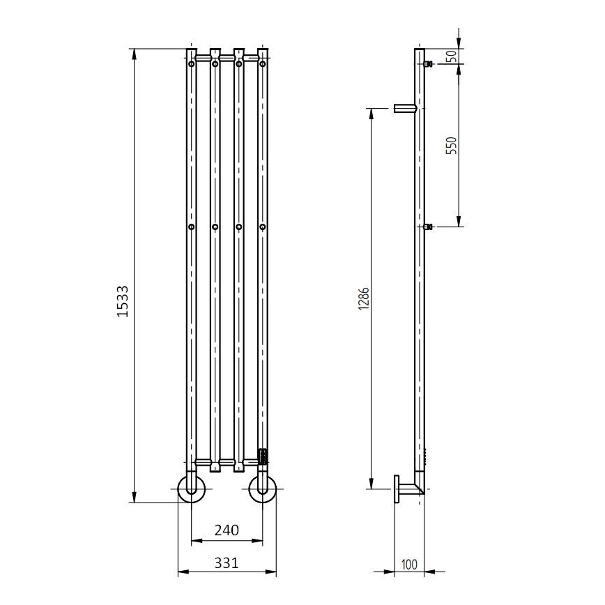 P.M.H. MO1B-R - Električni sušač peškira MONA 93W/230V 153,3 cm IP44 crna