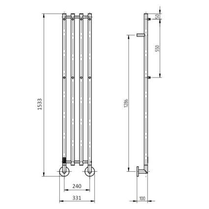 P.M.H. MO1B-RK - Električni sušač peškira MONA 93W/230V 153,3 cm IP44 crna