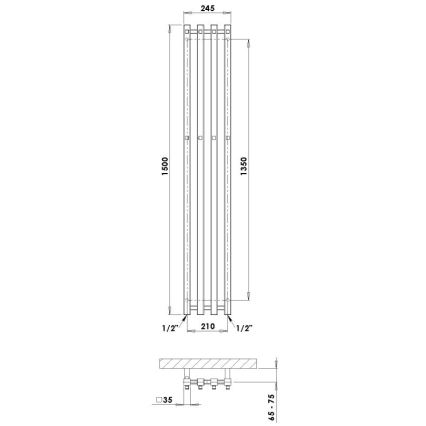 P.M.H. P2W/4 - Kupatilski merdevinski radijator PLUTO 406W 150 cm beli