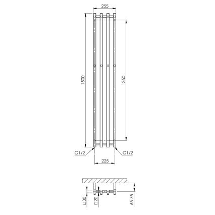 P.M.H. PX2C/4 - Kupatilski peškarnik PLUTO X 350W 150 cm sjajni hrom