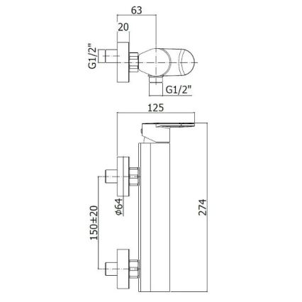 Paffoni - Baterija za kadu CANDY, sjajni hrom