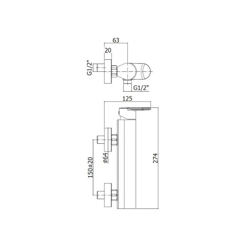 Paffoni - Baterija za kadu CANDY, sjajni hrom