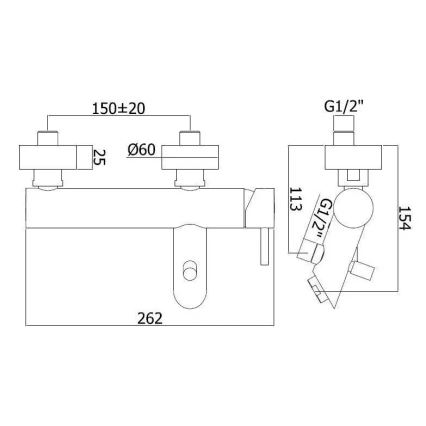 Paffoni - Baterija za kadu LIGHT od nerđajućeg čelika