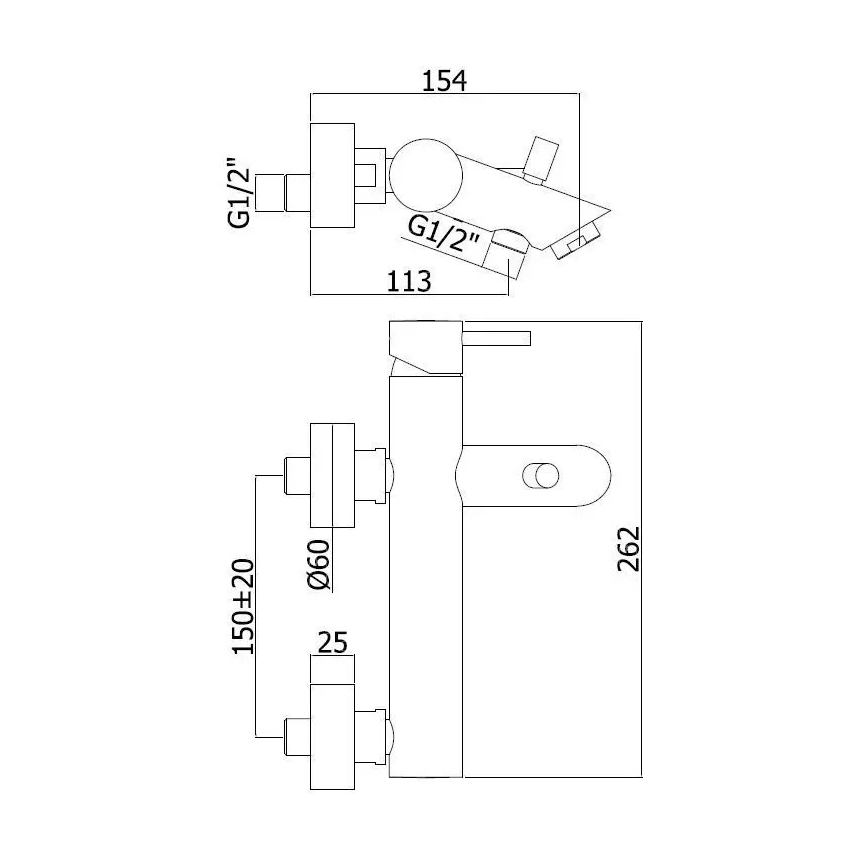 Paffoni - Baterija za kadu LIGHT, sjajni hrom