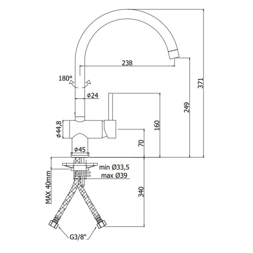 Paffoni - Baterija za sudoperu LIGHT, brušeno zlato