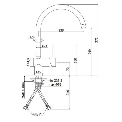 Paffoni - Baterija za sudoperu LIGHT, brušeno zlato