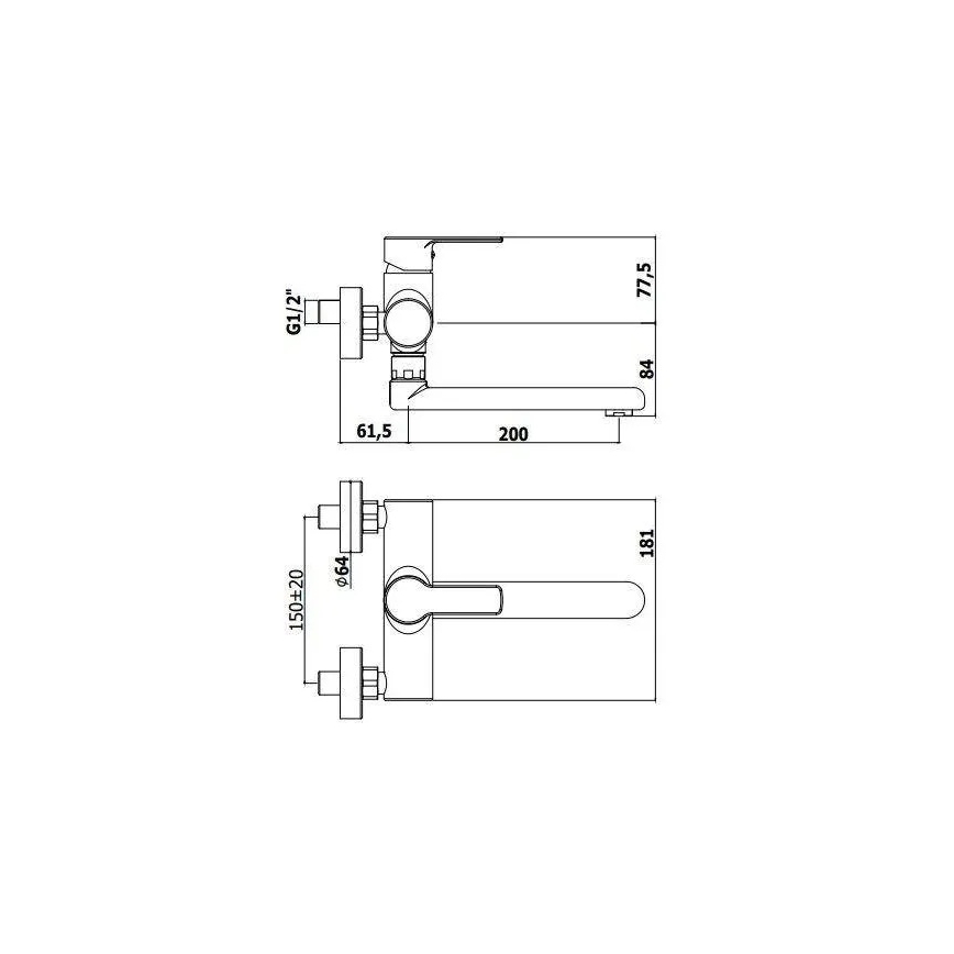 Paffoni - Baterija za sudoperu RED, sjajni hrom