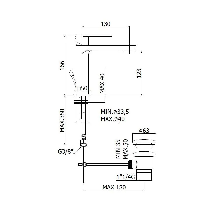 Paffoni - Baterija za umivaonik + klik-klak ventil TANGO mat hrom