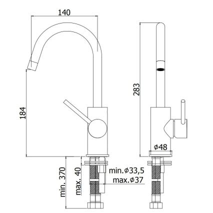 Paffoni - Baterija za umivaonik LIGHT crna