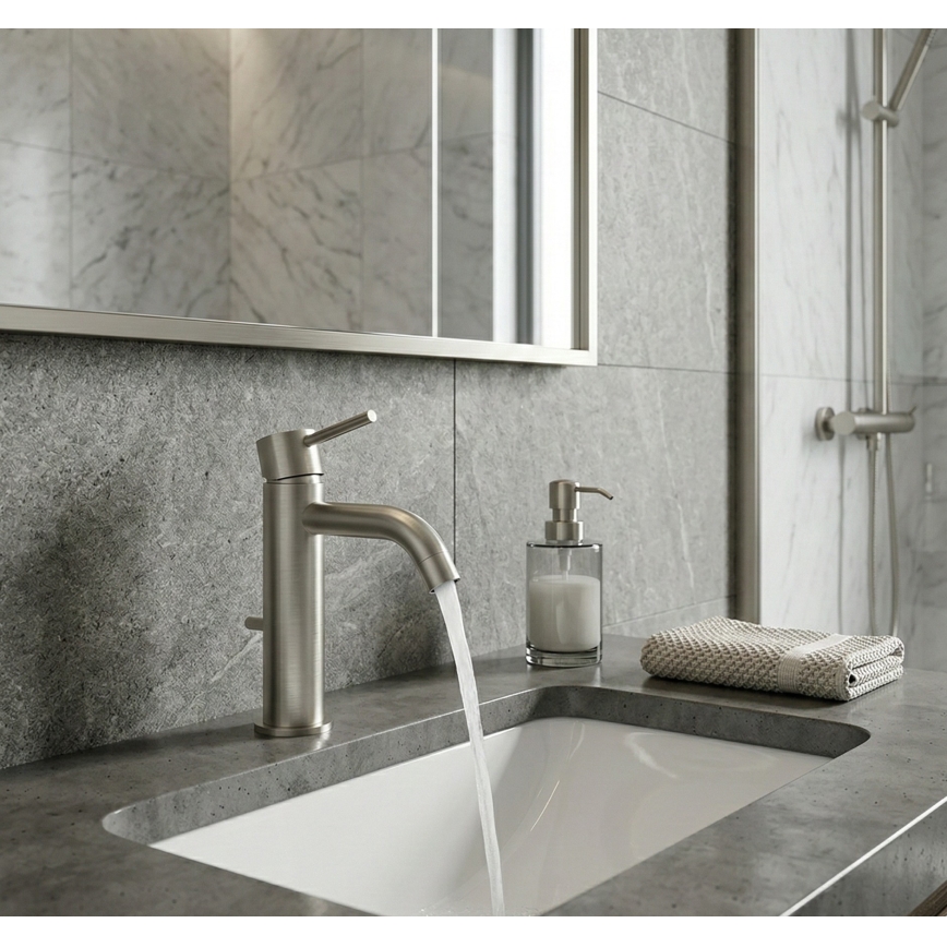 Paffoni - Baterija za umivaonik LIGHT od nerđajućeg čelika