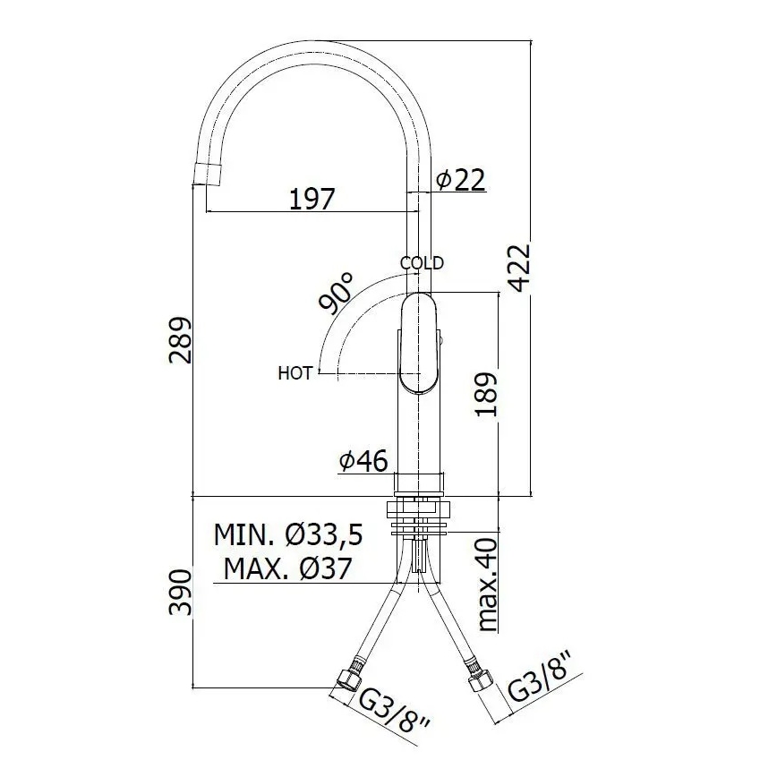 Paffoni - Kuhinjska baterija CANDY, sjajni hrom