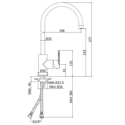 Paffoni - Kuhinjska slavina CANDY, visokosjajni hrom