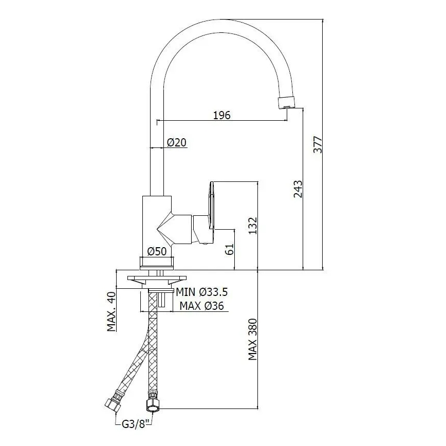 Paffoni - Kuhinjska slavina CANDY, visokosjajni hrom