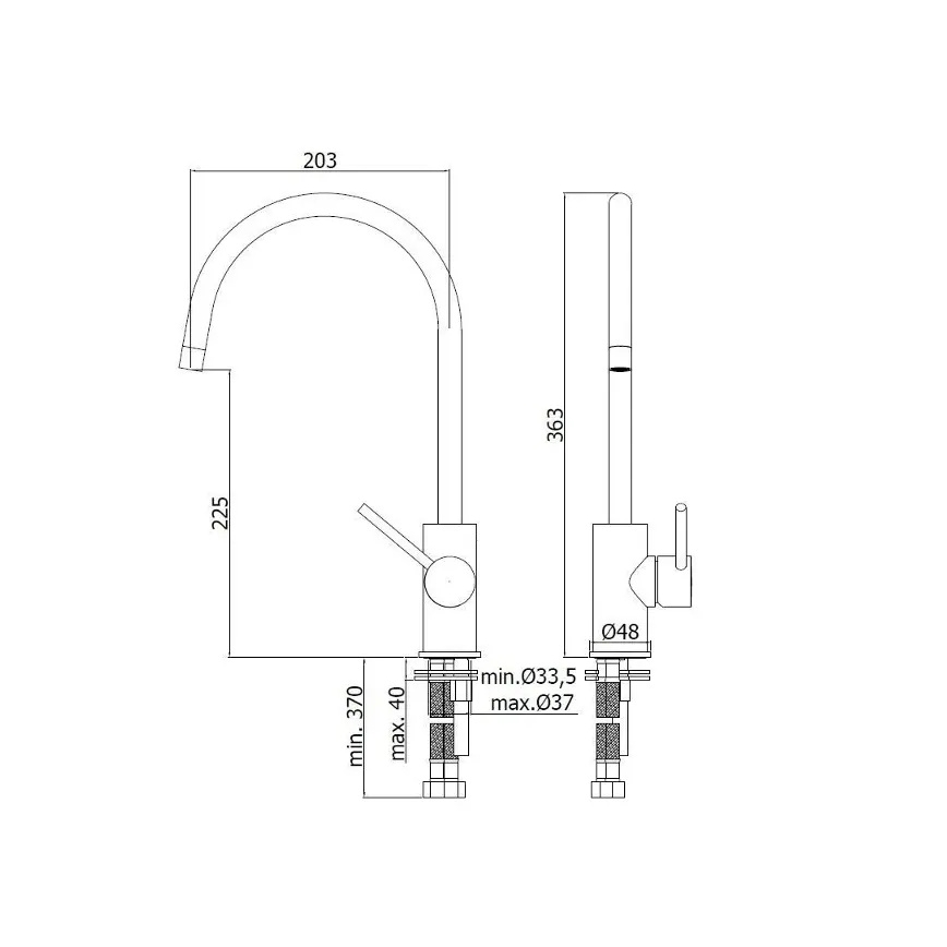 Paffoni - Slavina za sudoperu LIGHT, 36,3 cm, sjajni hrom