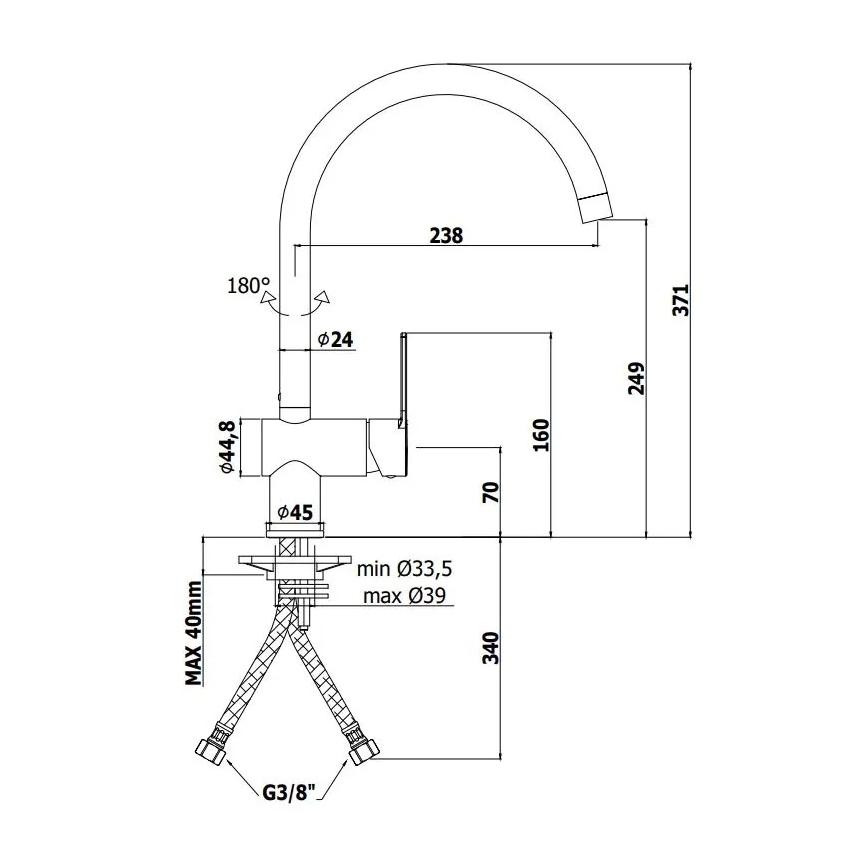 Paffoni - Slavina za sudoperu RINGO crna