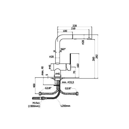 Paffoni - Slavina za sudoperu sa izvlačnom prskalicom RINGO 29,2 cm