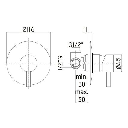 Paffoni - Tuš baterija za podžbuknu instalaciju LIGHT matni hrom