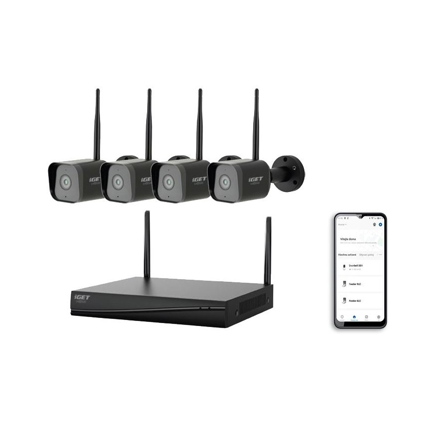 Pametan sistem za nadzor + 4x kamere sa 2K+ senzorom, napajanje 12V, IP65, Wi-Fi